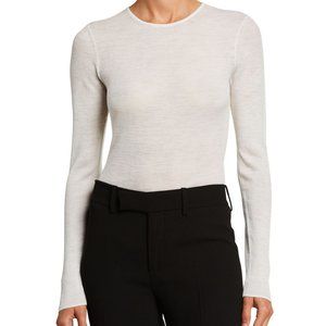 Vince Lightweight Ribbed Sweater Wool Top Off White